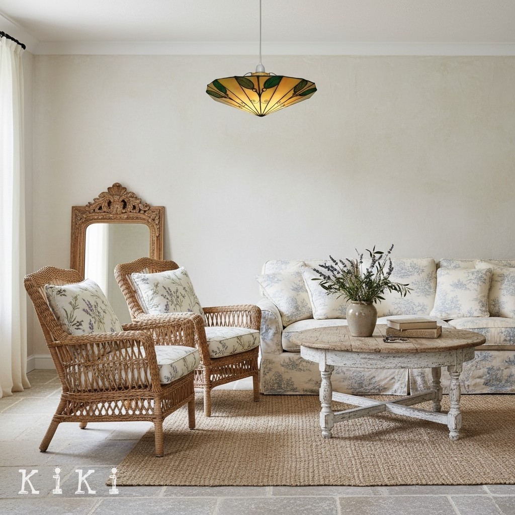 TF Harken Tiffany Geometric Leaf Pendant Lamp - Classic Accent Lighting for Bedroom K1795