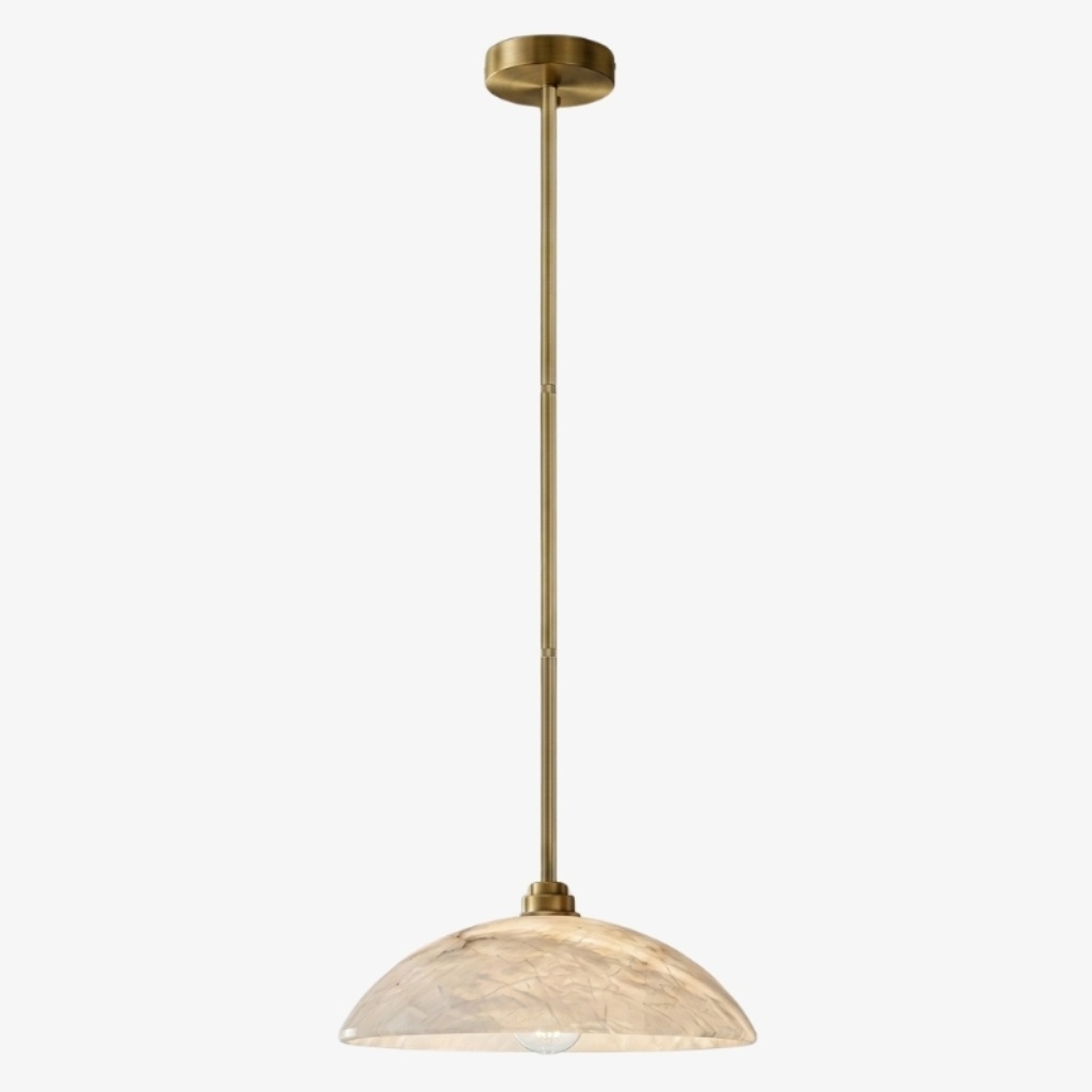 Alariv Elegant  Alabaster Dome Pendant Light - Modern Stone Lighting for Dining or Living K2330
