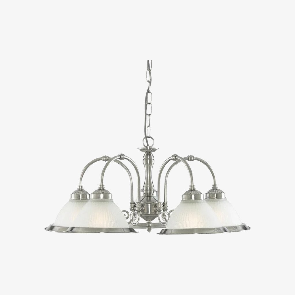TF Vintora Ribbed Glass Pendant Light - Elegant Metal Trim for Kitchens, Dining Areas and Hallways K1994