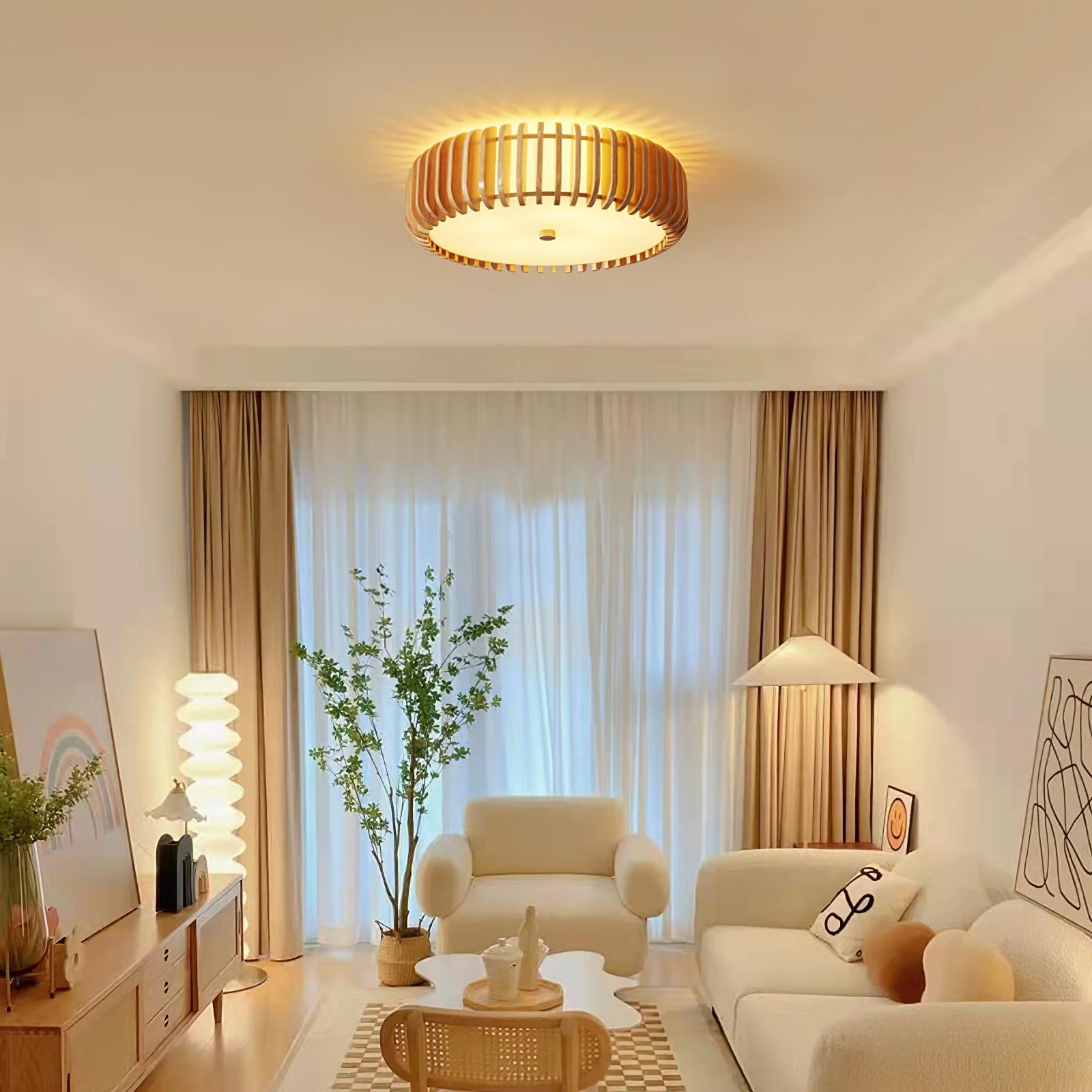 Wooden Drum Ceiling Lamp K1098