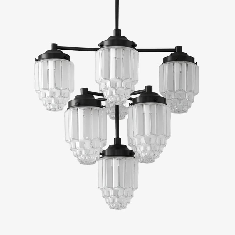 Tierlux Glass Textured Brass Chandelier – Timeless Lighting with Style K1500