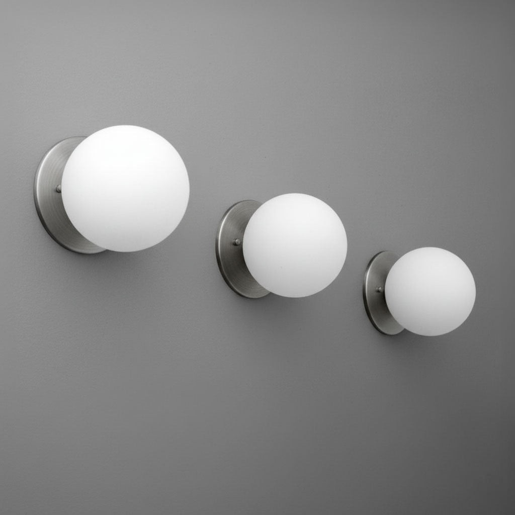 Glorica Glass Brass Wall Sconce - Frosted Globe Classic Light For Warm Ambiance K1530