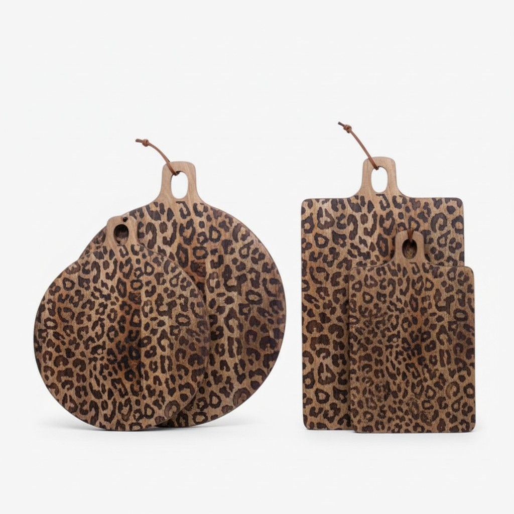 Lepwood Leopard Print Wooden Serving Board for Kitchen Styling and Entertaining K2346