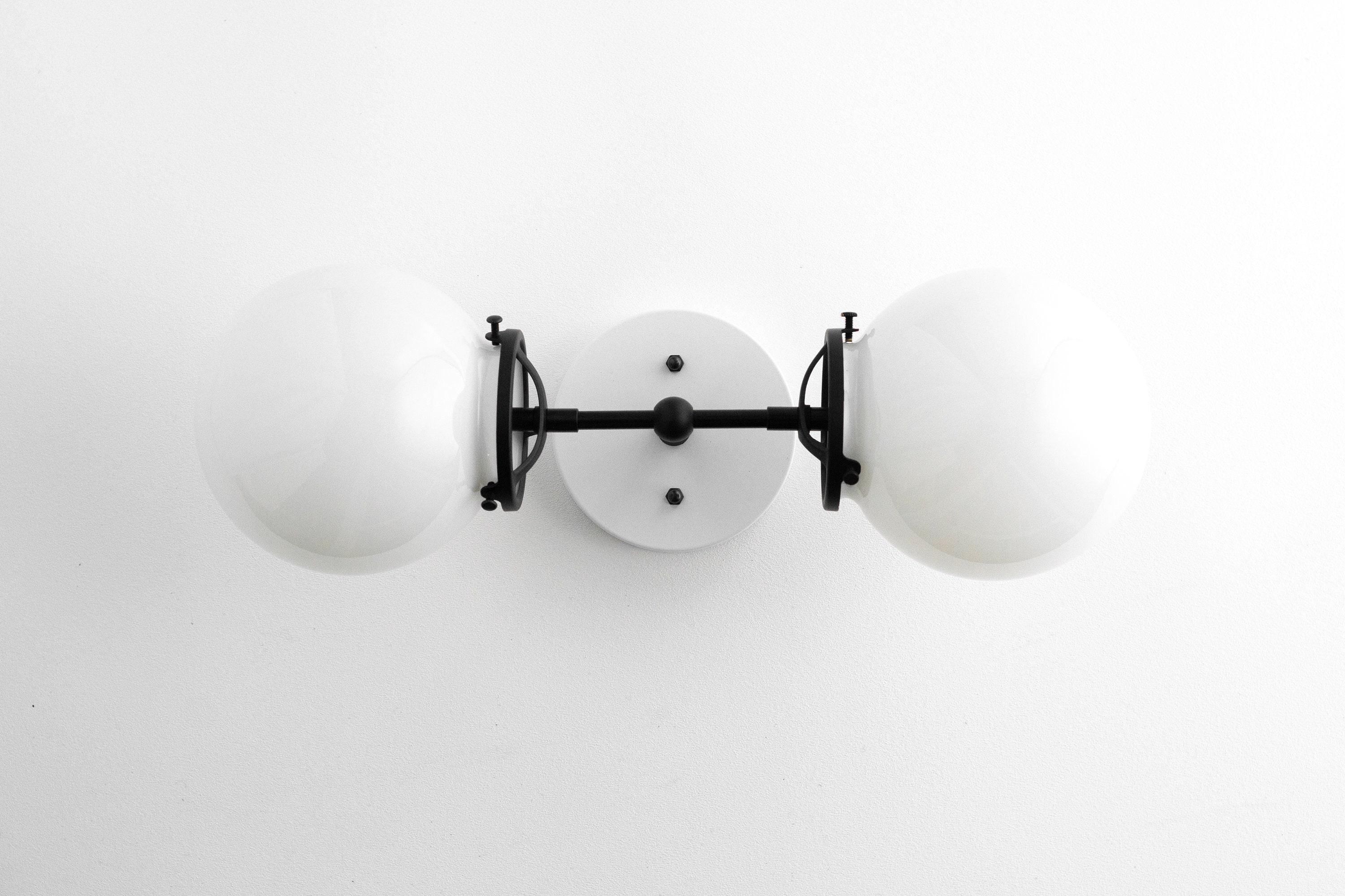 Lumio Globe Art Deco Vanity Light -  Opal Globe Bathroom Sconce K1444