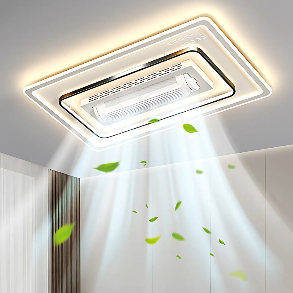 Modern LED Flat Quiet Bladeless Ceiling Fan LIght K1105