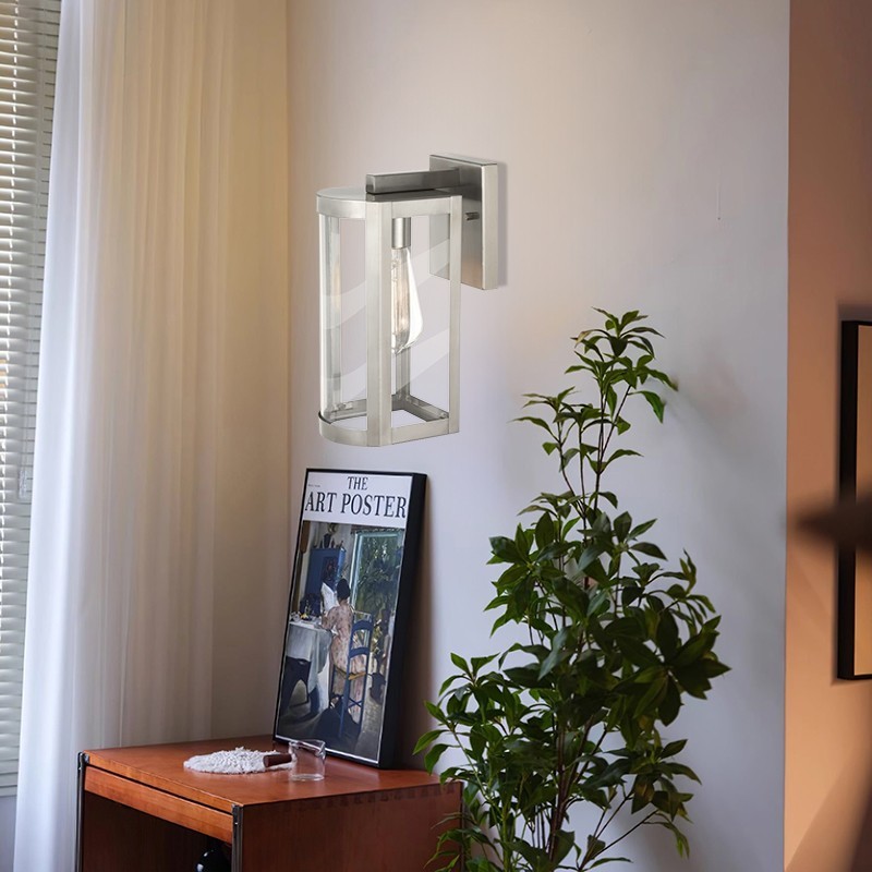 Stainless Steel Waterproof Outdoor Wall Lamp with Glass Shade K112
