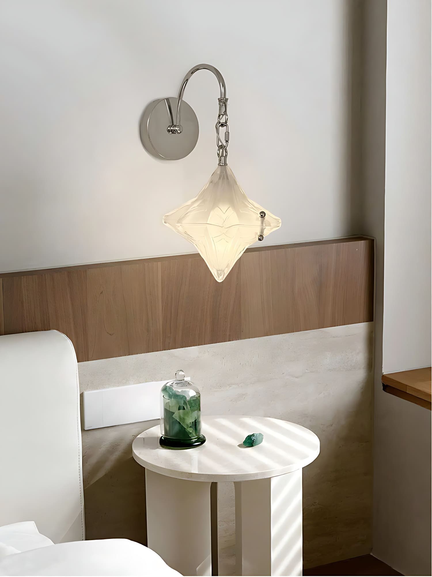 Art Deco Star Wall Sconce - Frosted Glass Light for Hallway - Astris Selene K1558