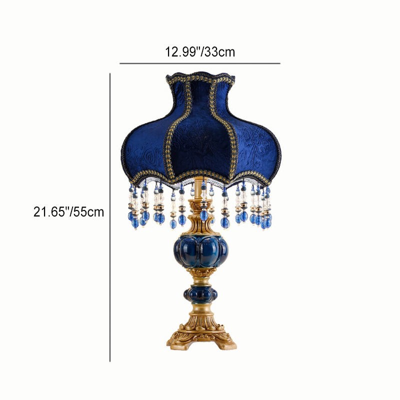 Palace Decoration Design Dark Blue Fabric Table Lamp K714