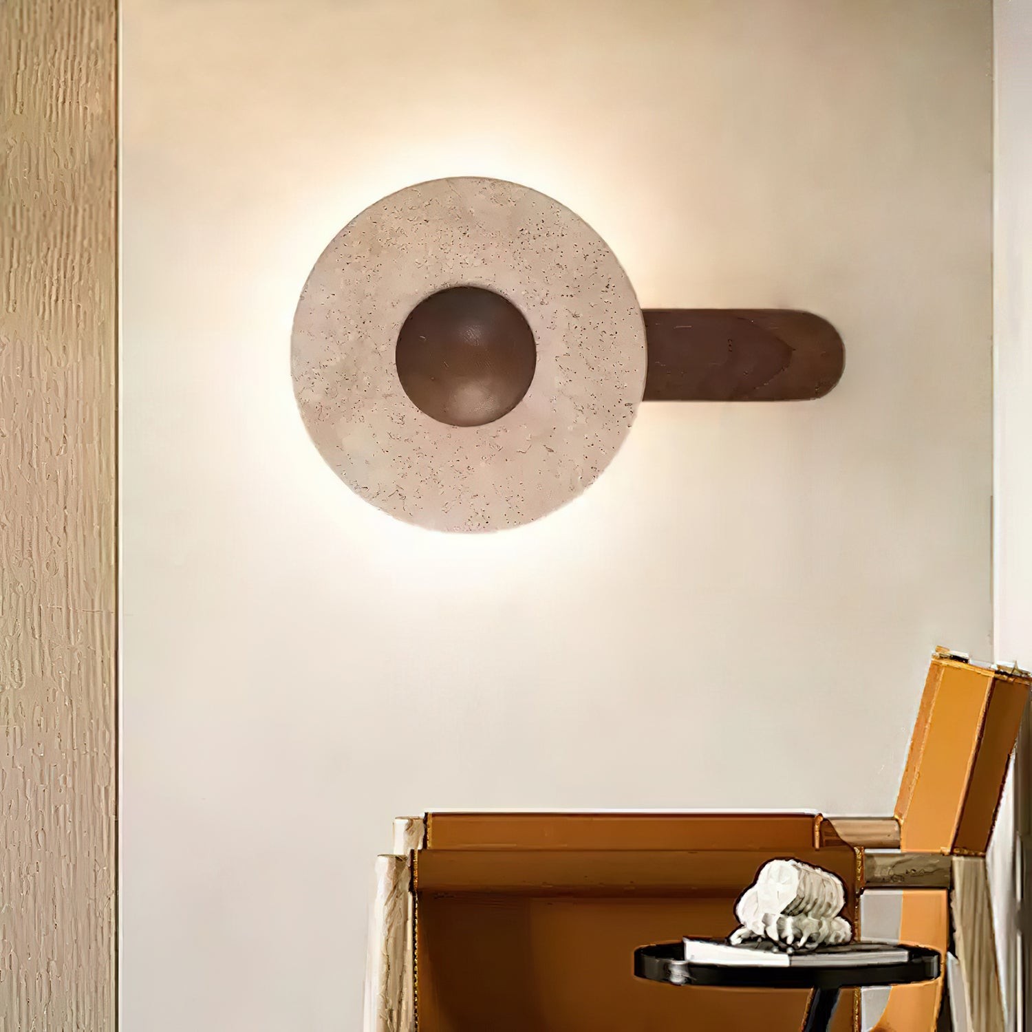 Yellow Travertine Wood Wall Lamp K849