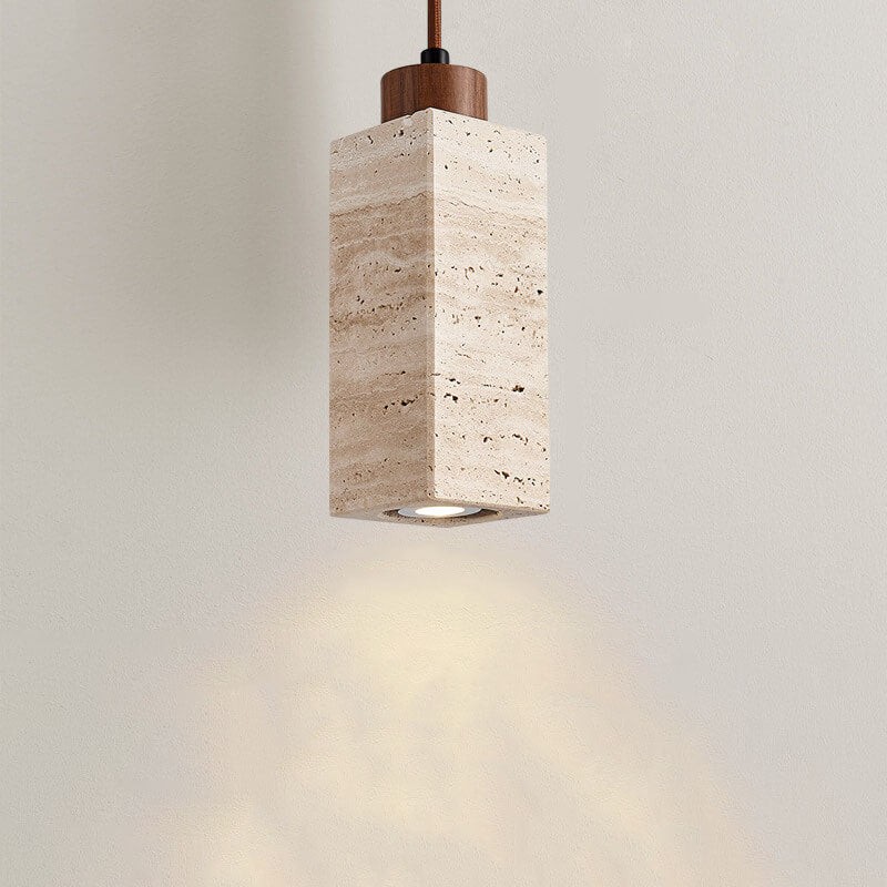 Wabi Sabi Solid Wood Stone Pendant Light K845