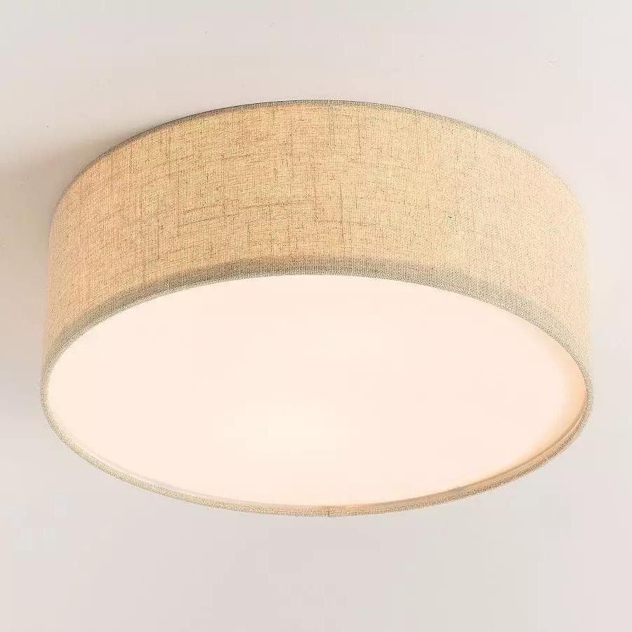 Dumora Elegant Linen Drum Flushmount – Modern Ceiling Light for Every Room K1289