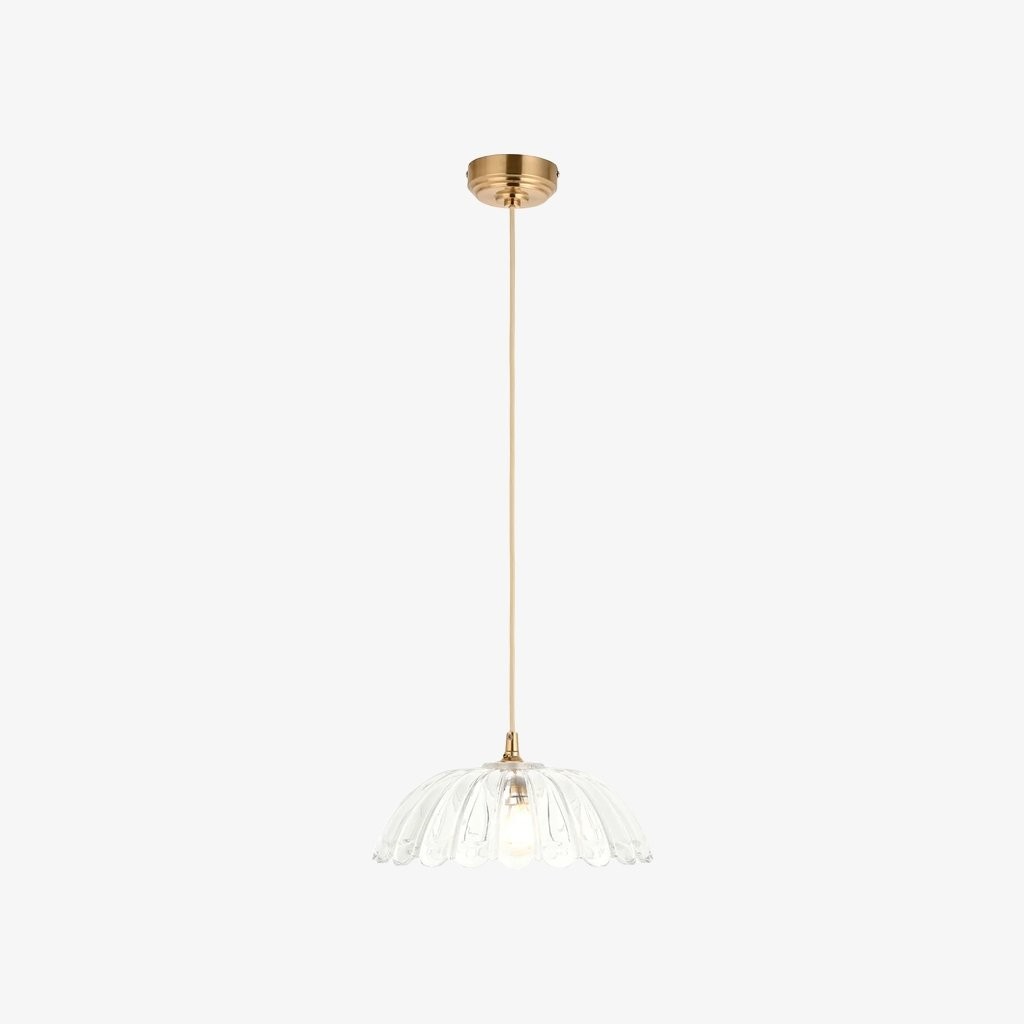 Floriaxis Floral Glass Pendant Light - Floral Glass Shade with Braided Cable for Kitchen K1928