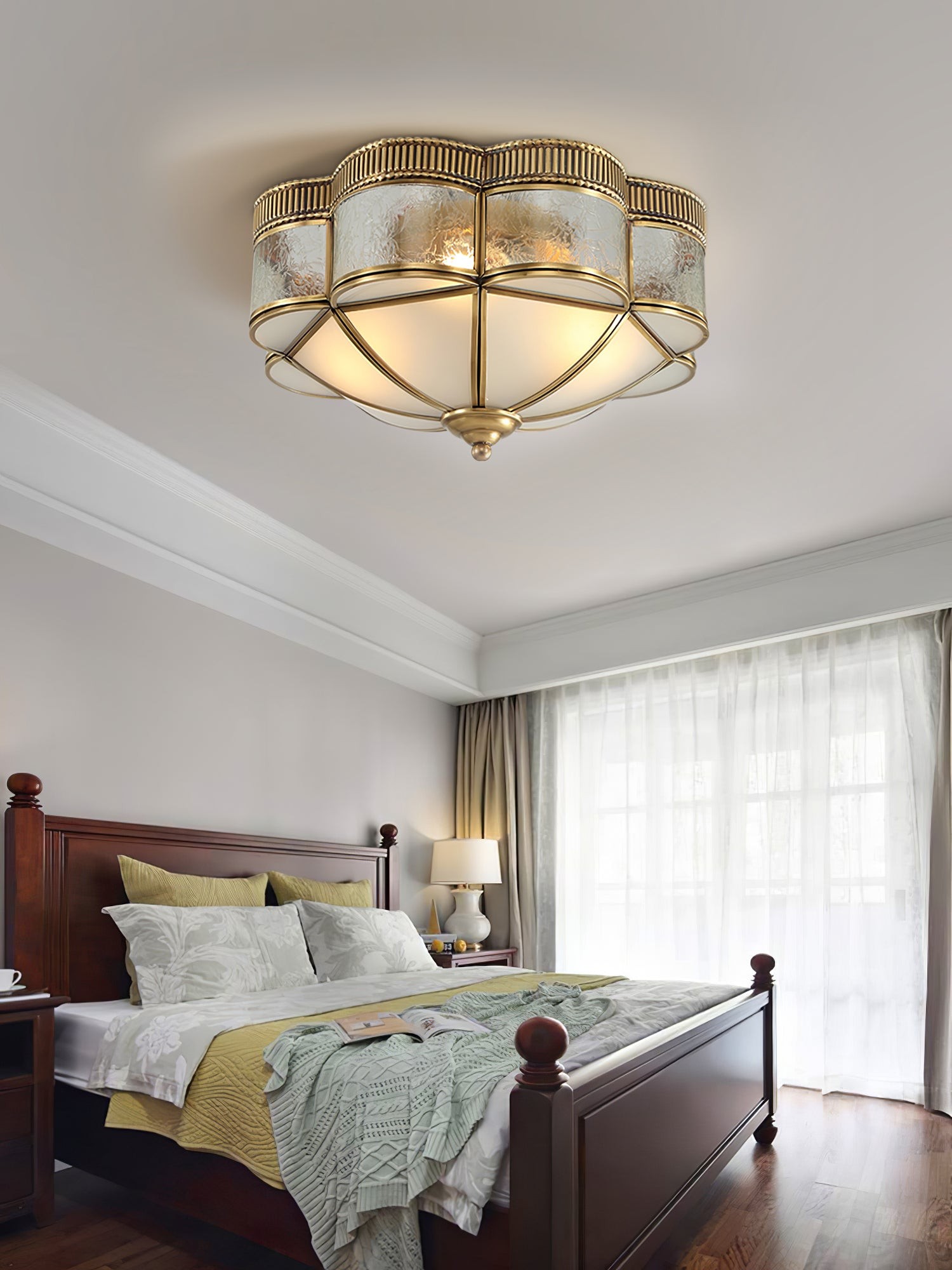 Brass Domed Flush Ceiling Lamp K274