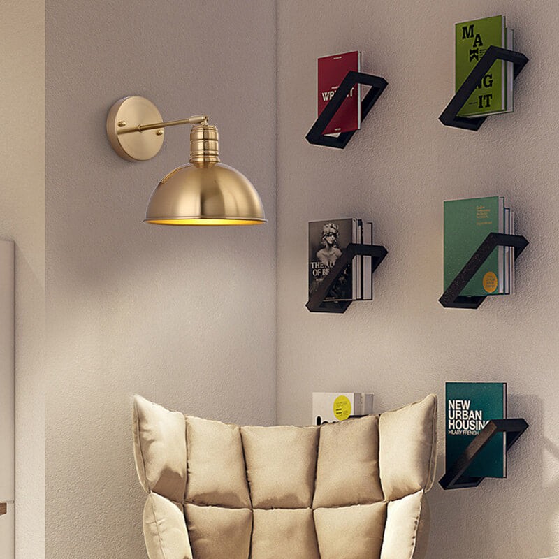 Modern Simple Iron Plated Brass Cone Round 1-Light Wall Sconce Lamp K1235