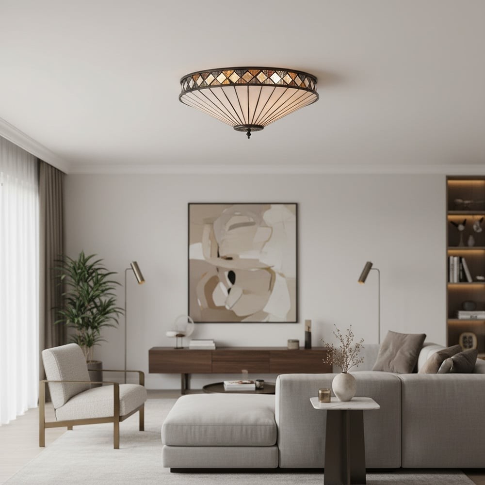 Fargo Tiffany Artistic Crystal Accents Ceiling Light for Living Room K1595