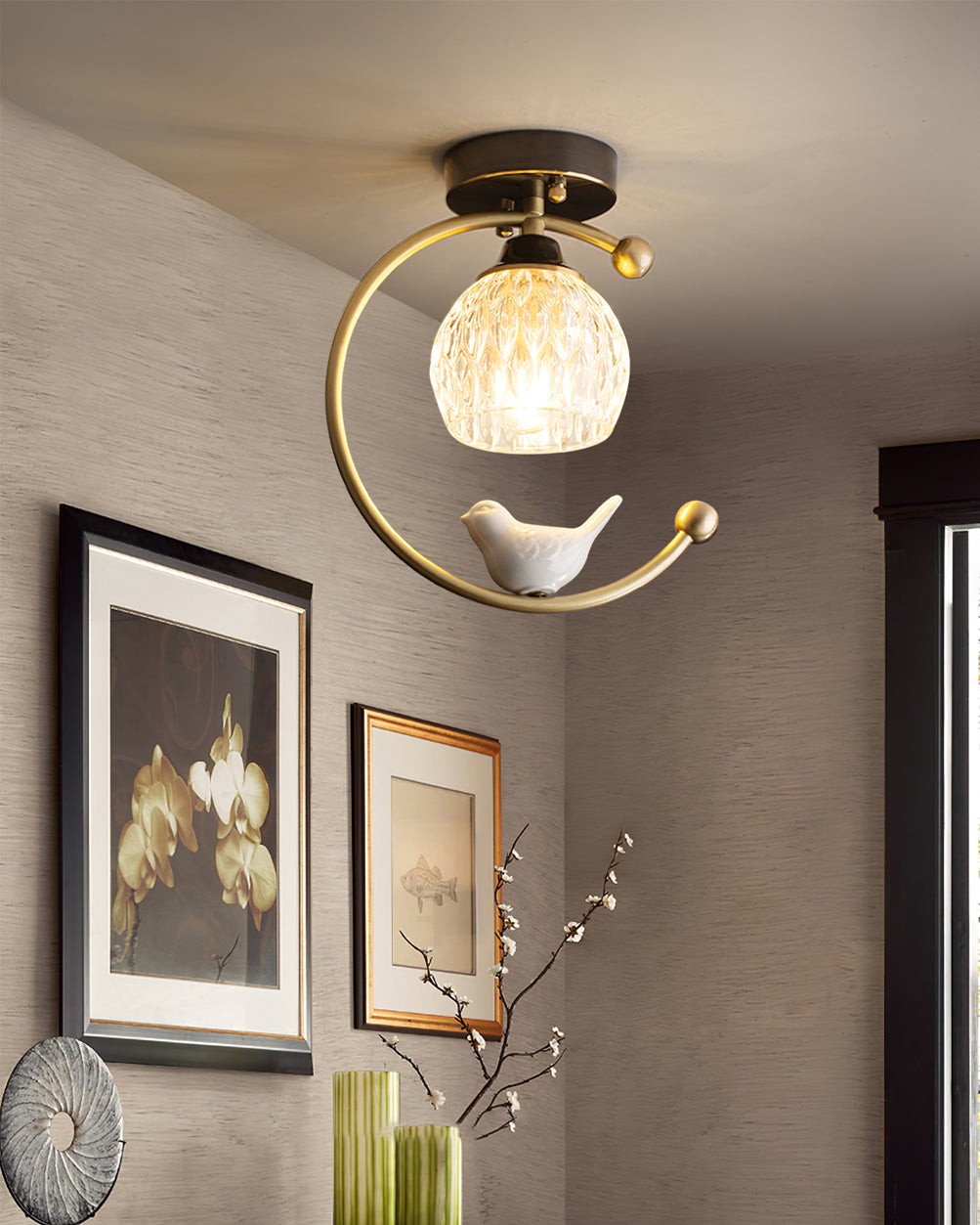 Ceramic Bird Ceiling Lamp K989