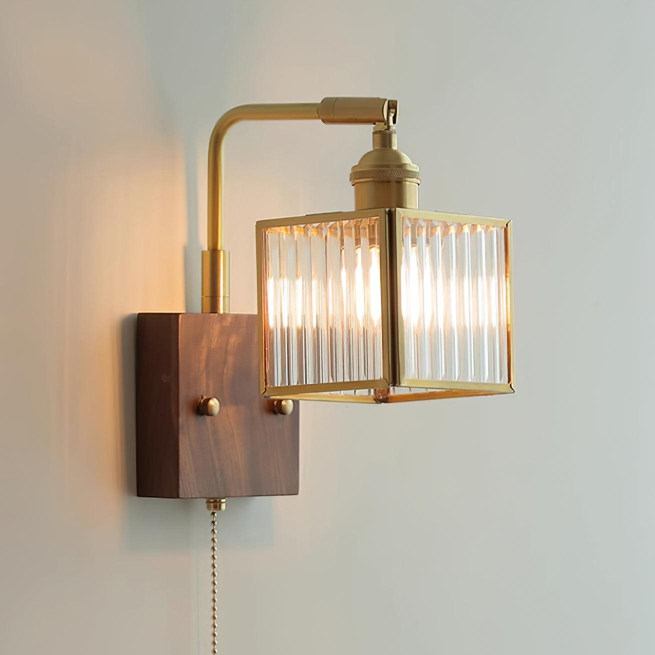 Square Glass Adjustable Wooden Wall Lamp K541