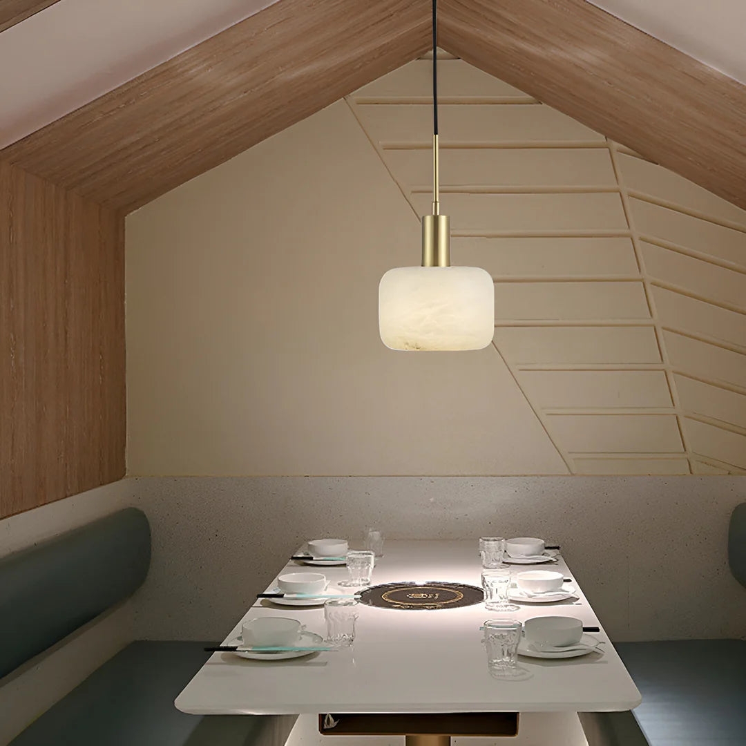Velia Acorn Alabaster Minimalist Pendant Light D944