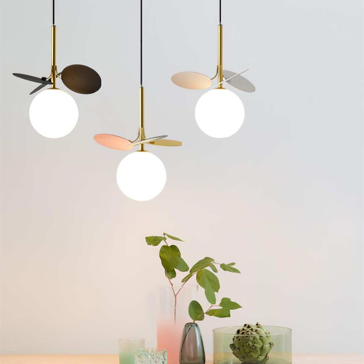 Multi Colored Leaf Glass Globe Pendant Light K152