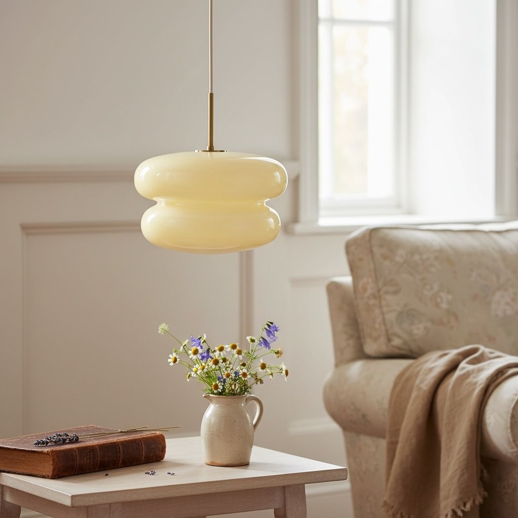 Orra Modern Opal Shade Pendant Lamp – Minimalist Glass Hanging Light For Kitchen or Bedroom K1427