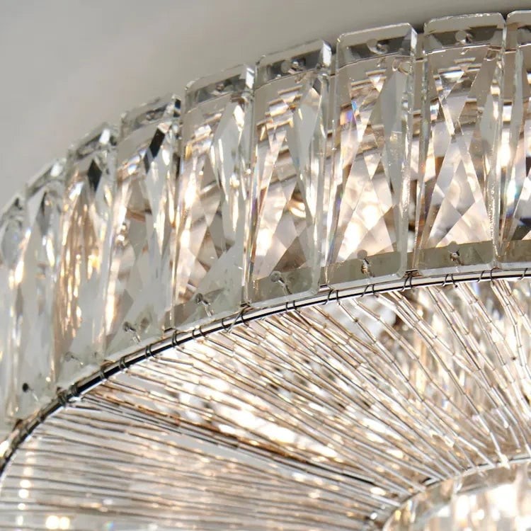Glomar Glass Round Flush Ceiling Light - Modern Metal Glass Finish Living Areas K2119