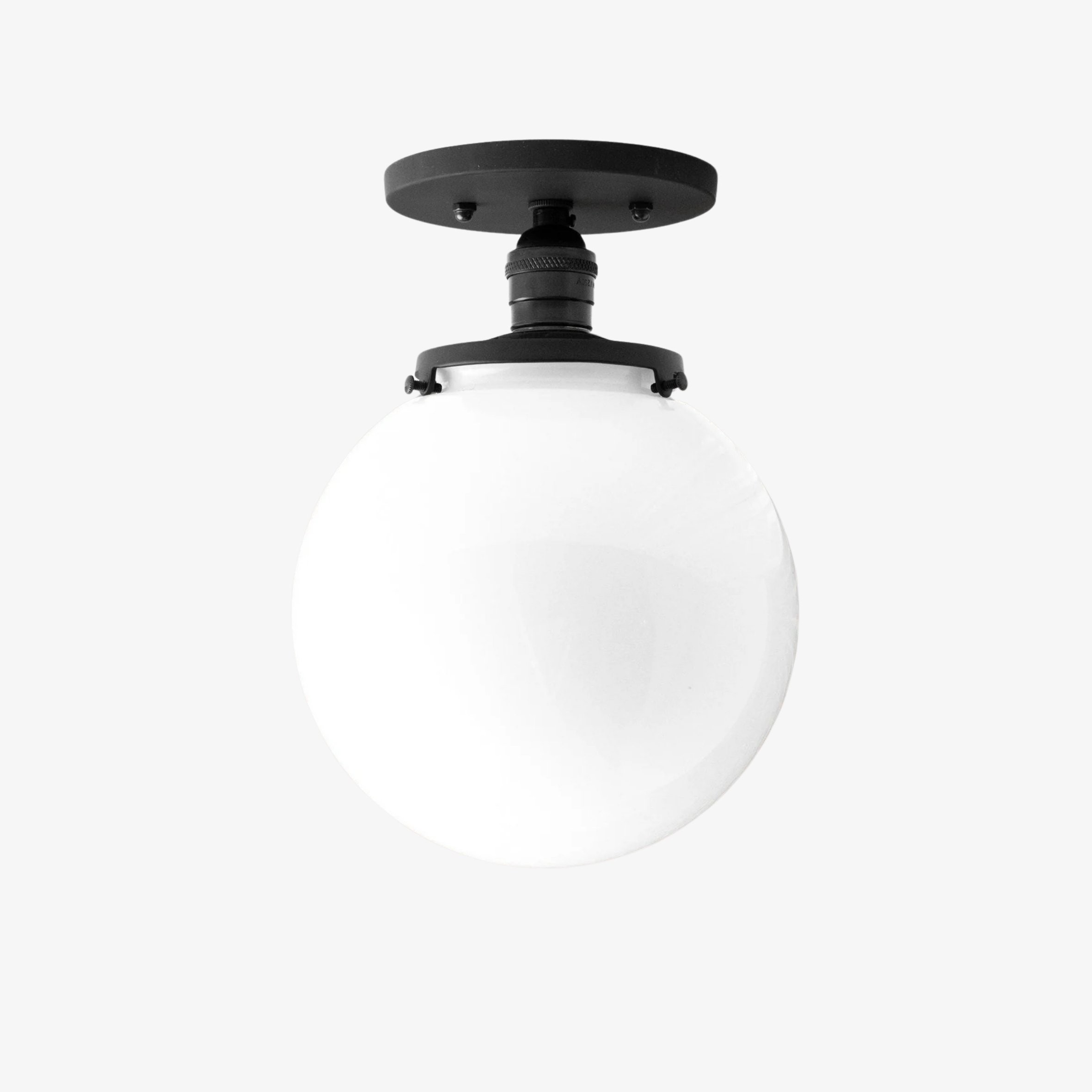 Glorica Glass Mid Century Semi Flush Ceiling Light - White Opal Glass Globe Fixture K1553