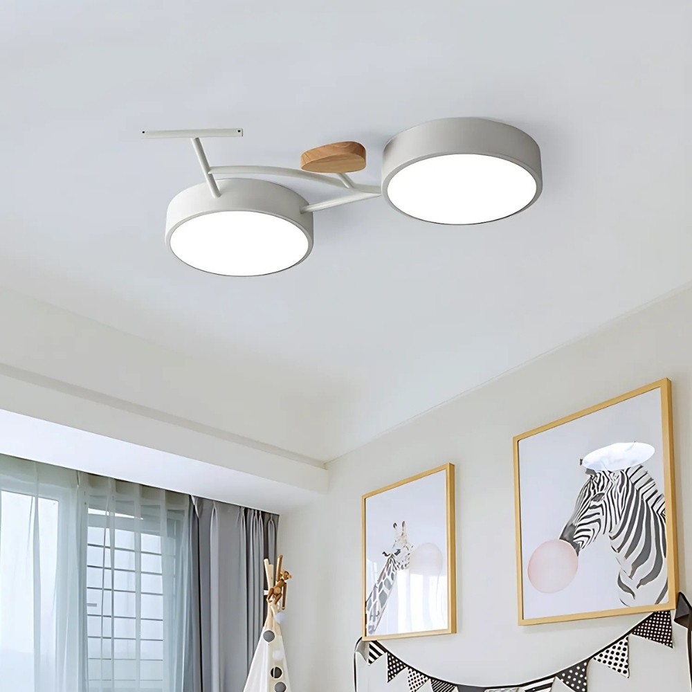 Bicycle Round Wood Led Ceiling Light For Kids Room K940