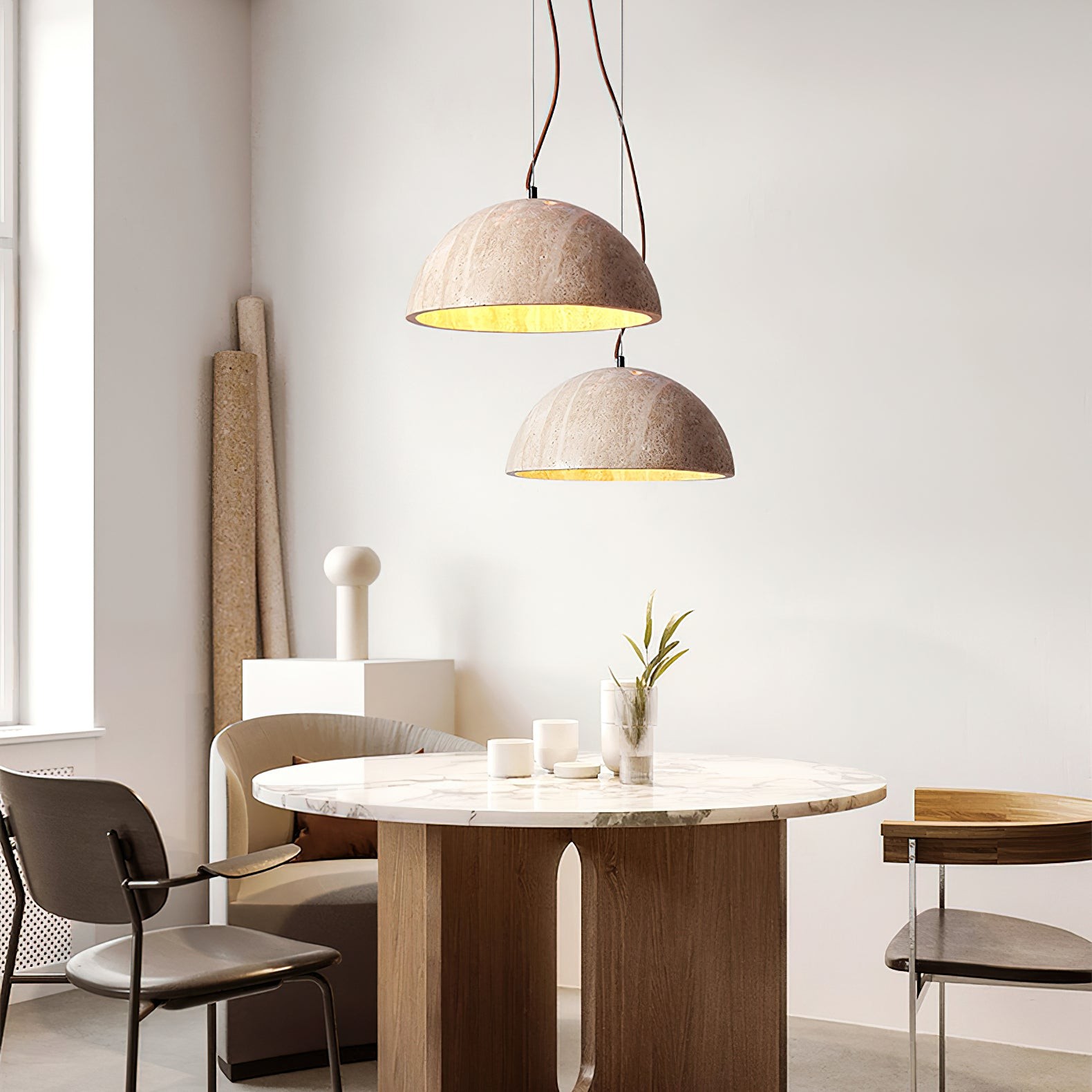 Travertine Creative Hemispherical Pendant Lamp K339