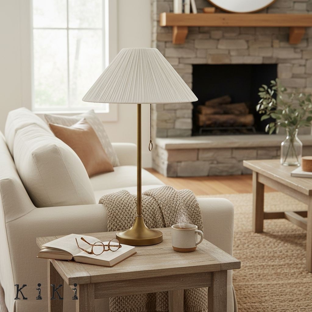 Blossine Scalloped Pleated Fabric Table Lamp - Modern Classic Bedside Lighting K1579