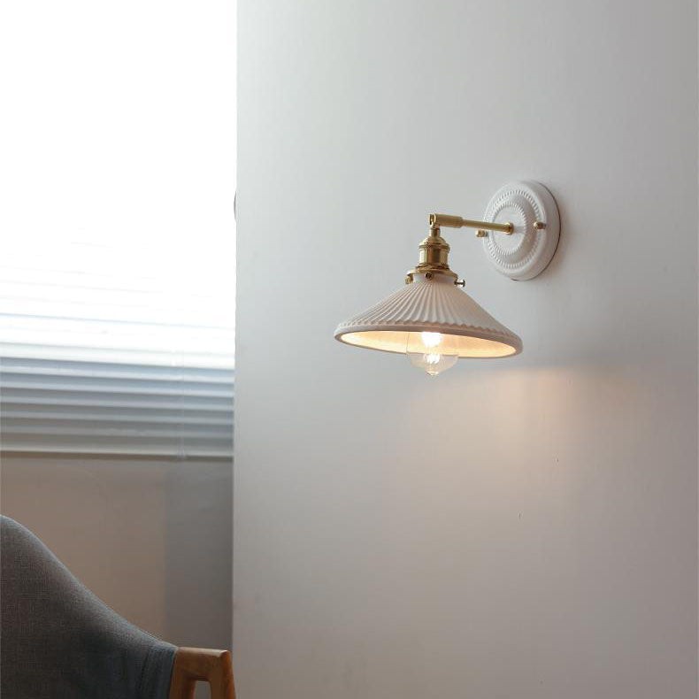 Vintage Japanese Ceramic Brass 1-Light Wall Sconce Lamp K1284