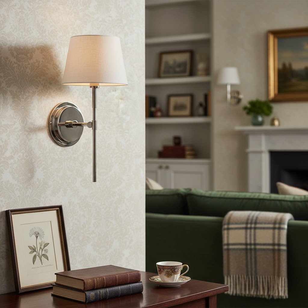 Cremaris Metal Wall Light with Fabric Shade - Timeless Sconce for Interior Lighting K1989