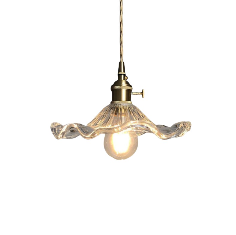 Retro Hibiscus Flower Glass Pendant Light K125