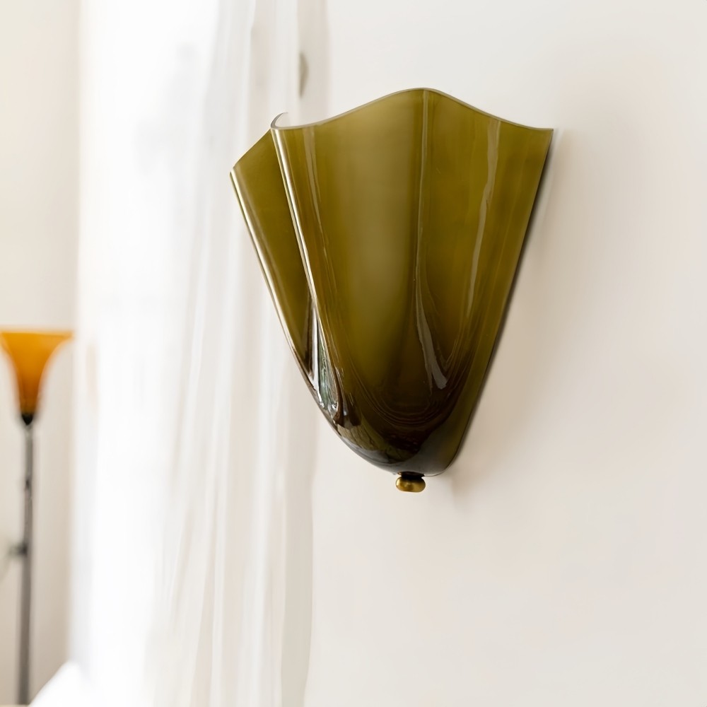 Bellina Retro Fluted Glass Wall Sconce - Mid-century Modern Vera Wall Lamp for Hallway K891