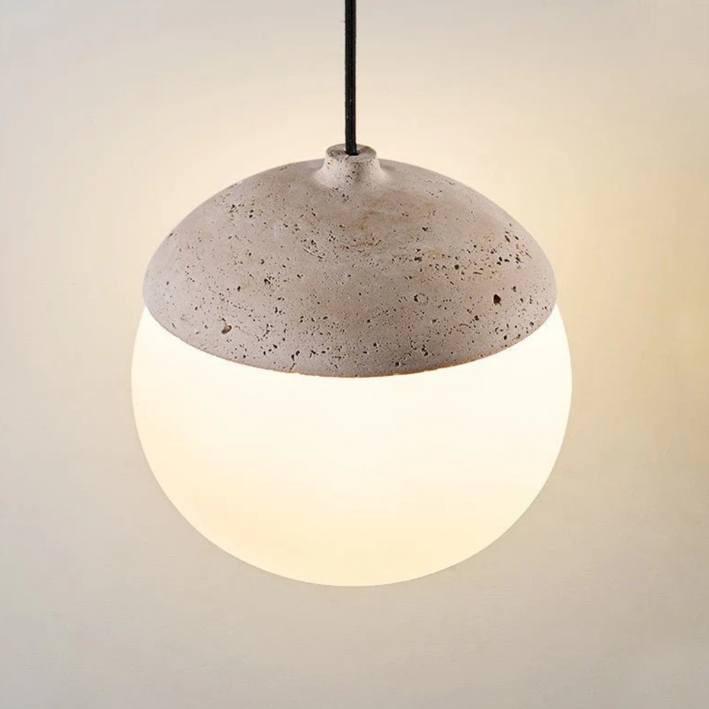 Orbaltis Modern Orb Cluster Pendant Light - Natural Stone and Glass Hanging Lamp for Living or Kitchen K2266