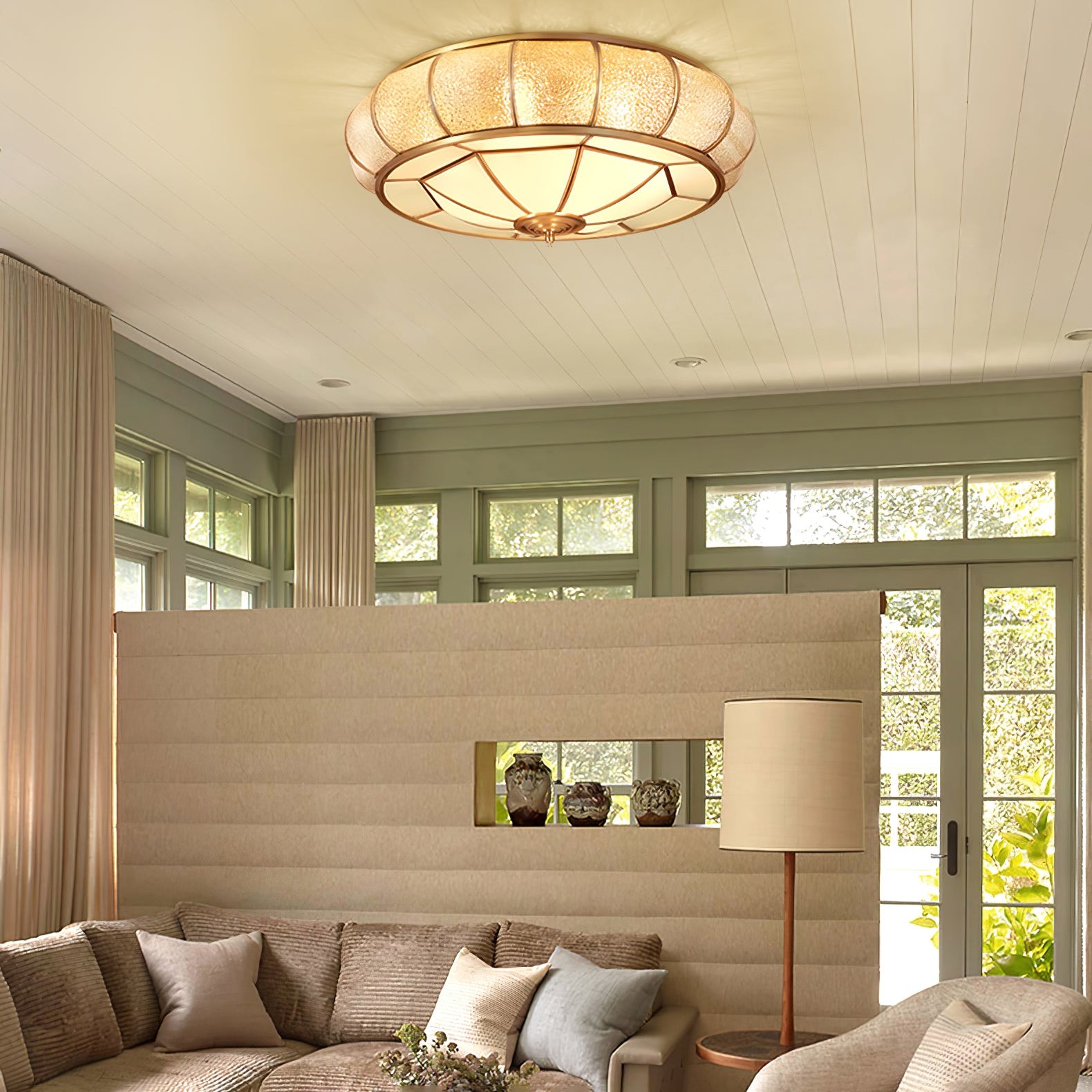 Round Textured Glass Ceiling Light K650