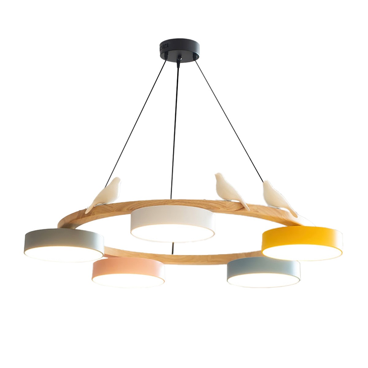 Nordic Wooden Bird Creative Round Chandelier K789