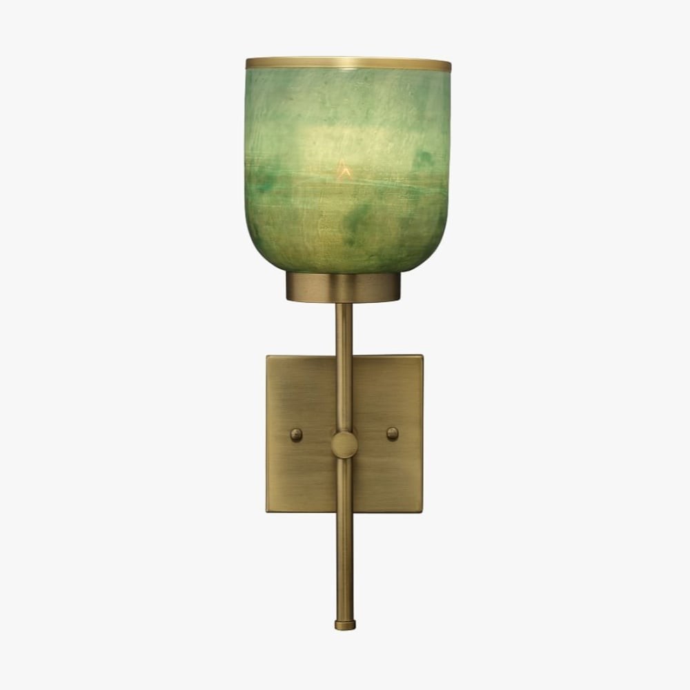 Helvo Vintage Metal Single Sconce - Green Glass Wall Light for Home Decor K1165