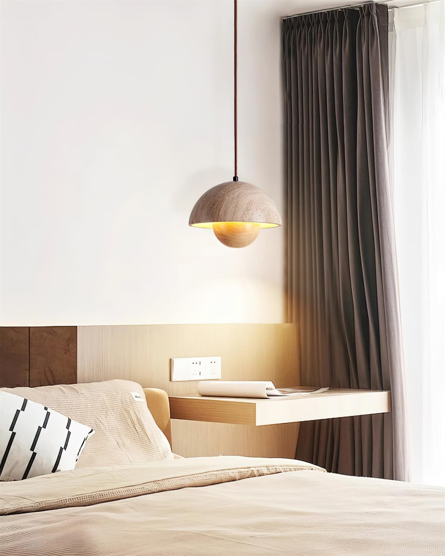 Natural Travertine Flower Bud Design Pendant Lamp K884