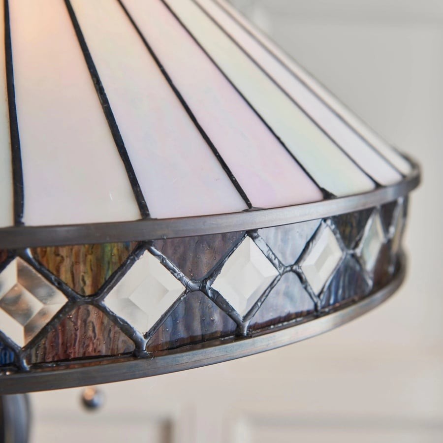 TiffStar Art Glass Floor Lamp with Ornamental Pattern Shade - Standing Light for Living Rooms K1911
