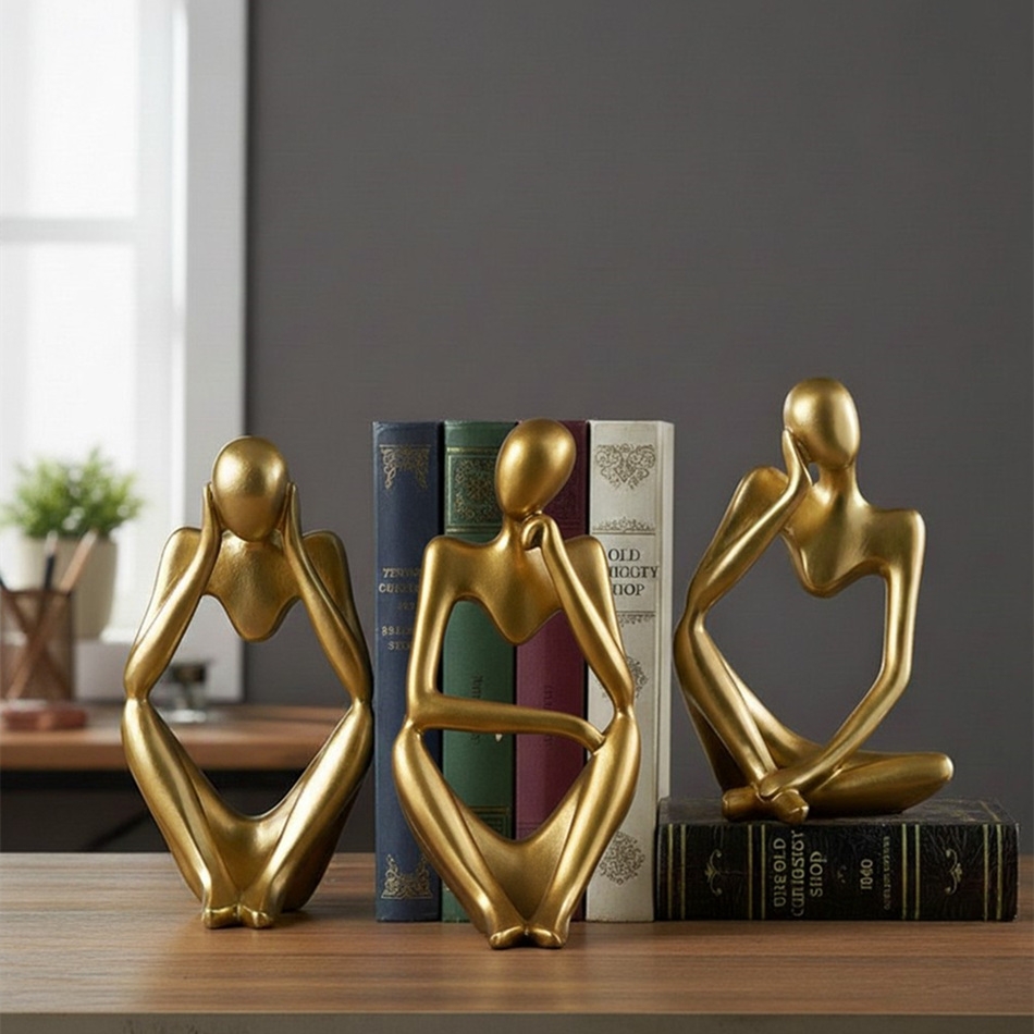 Floxo Artistic Desk and Shelf Figurine - Thinker and Lazy Dog Design for Bookshelves and Tables K2361