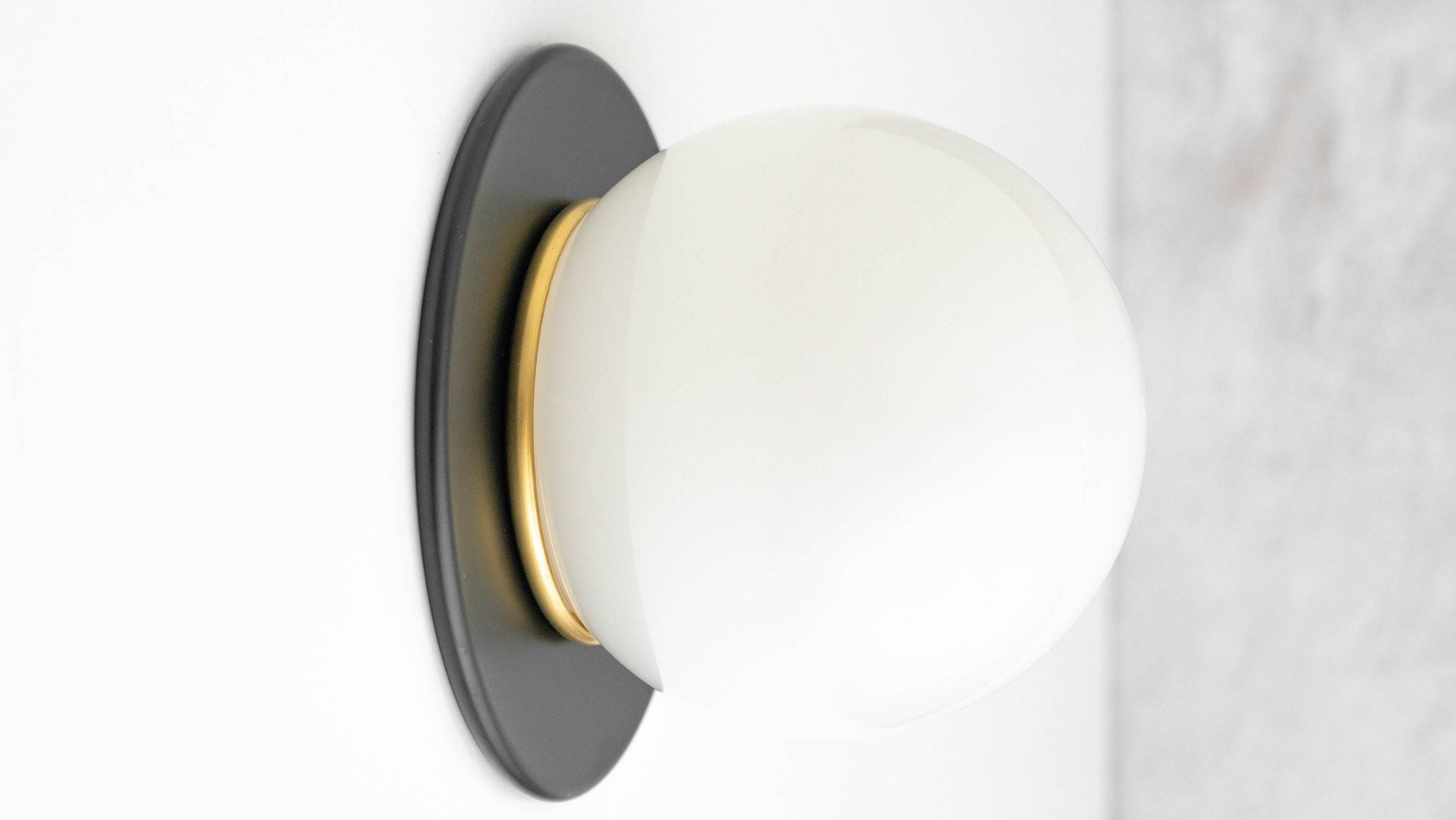 Glorica Glass Solid Brass Vanity Sconce - Compact Flush Mount Globe Light K1511