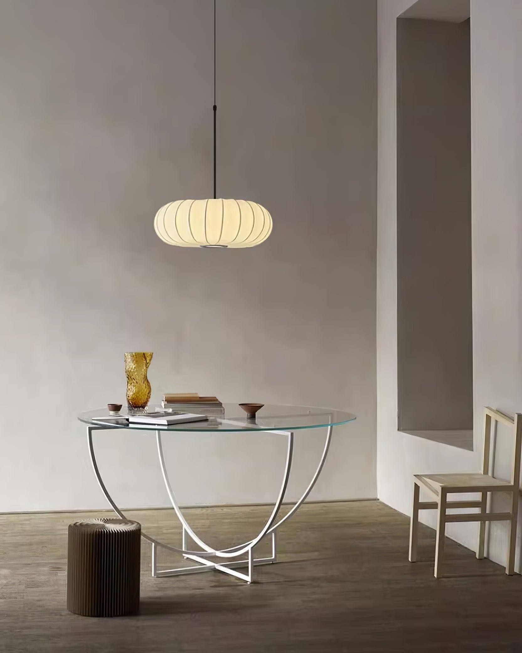 Simple Wabi-sabi White Lantern Fabric Pendant Lamp K744