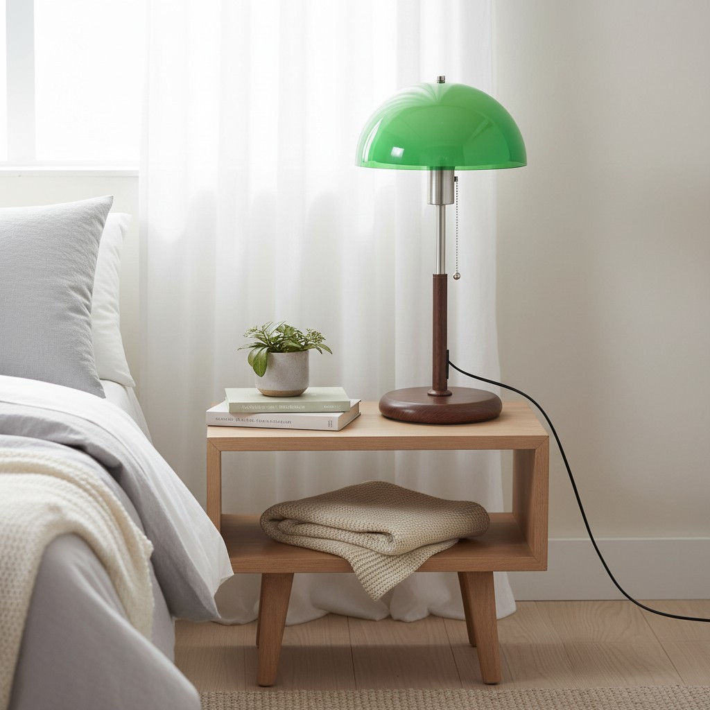 Afterglow Sculptural Retro Round Shade Table Lamp - Stylish Light for Bedroom or Workspace K2159