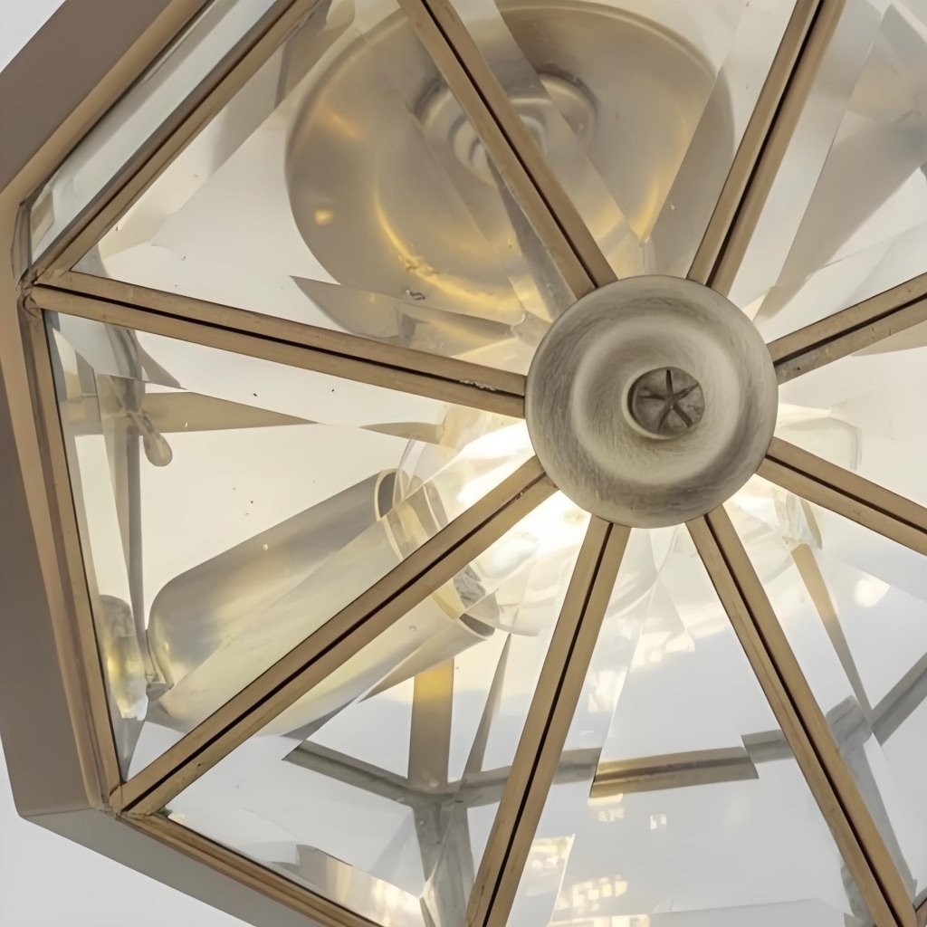Braleen Antique Lantern Style Flush Ceiling Light - Clear Glass Design for Living Room K1983