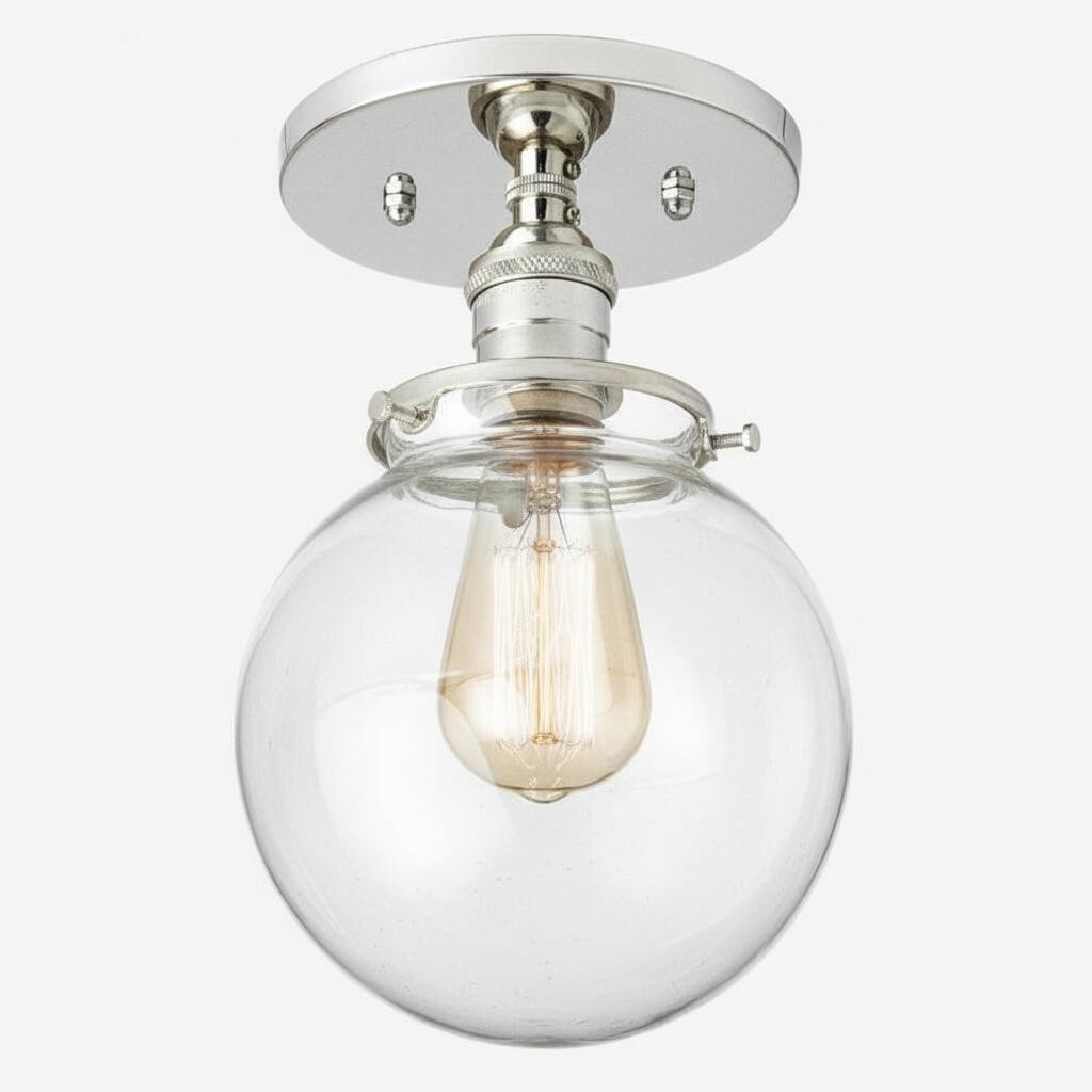 Glorica Glass Retro Globe Ceiling Light - Vintage Industrial Home Lighting K1509
