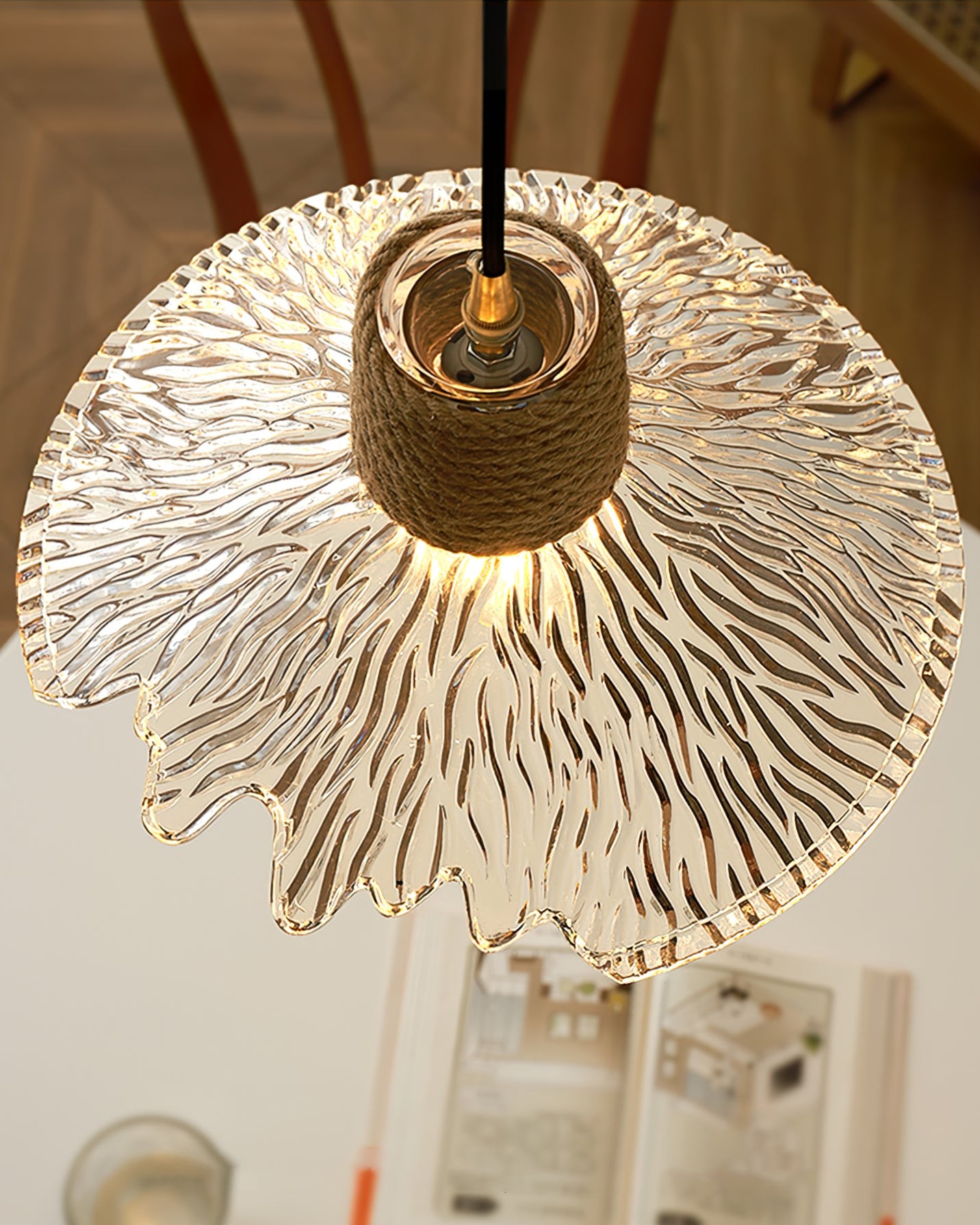 Hemp Rope Glass Pendant Lamp K1031