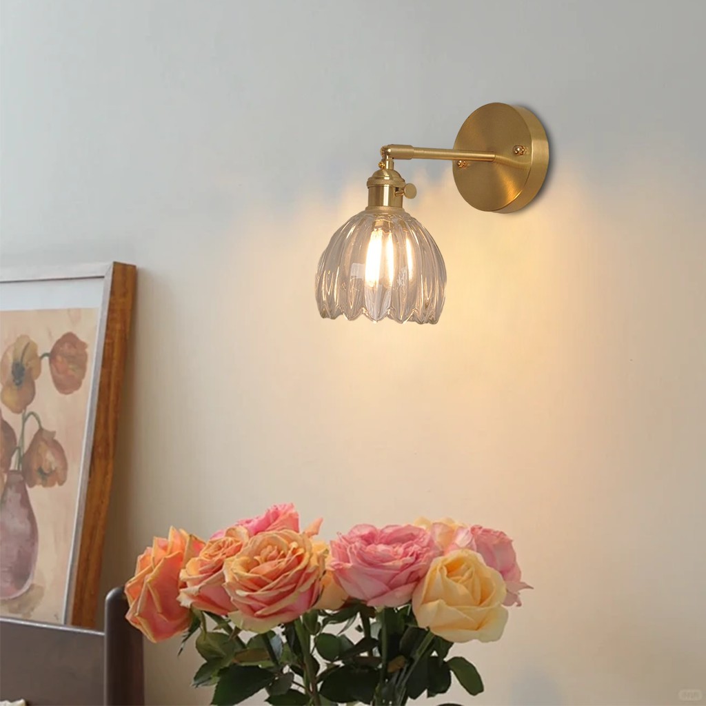 Antique Brass Tulip Glass Wall Light K122