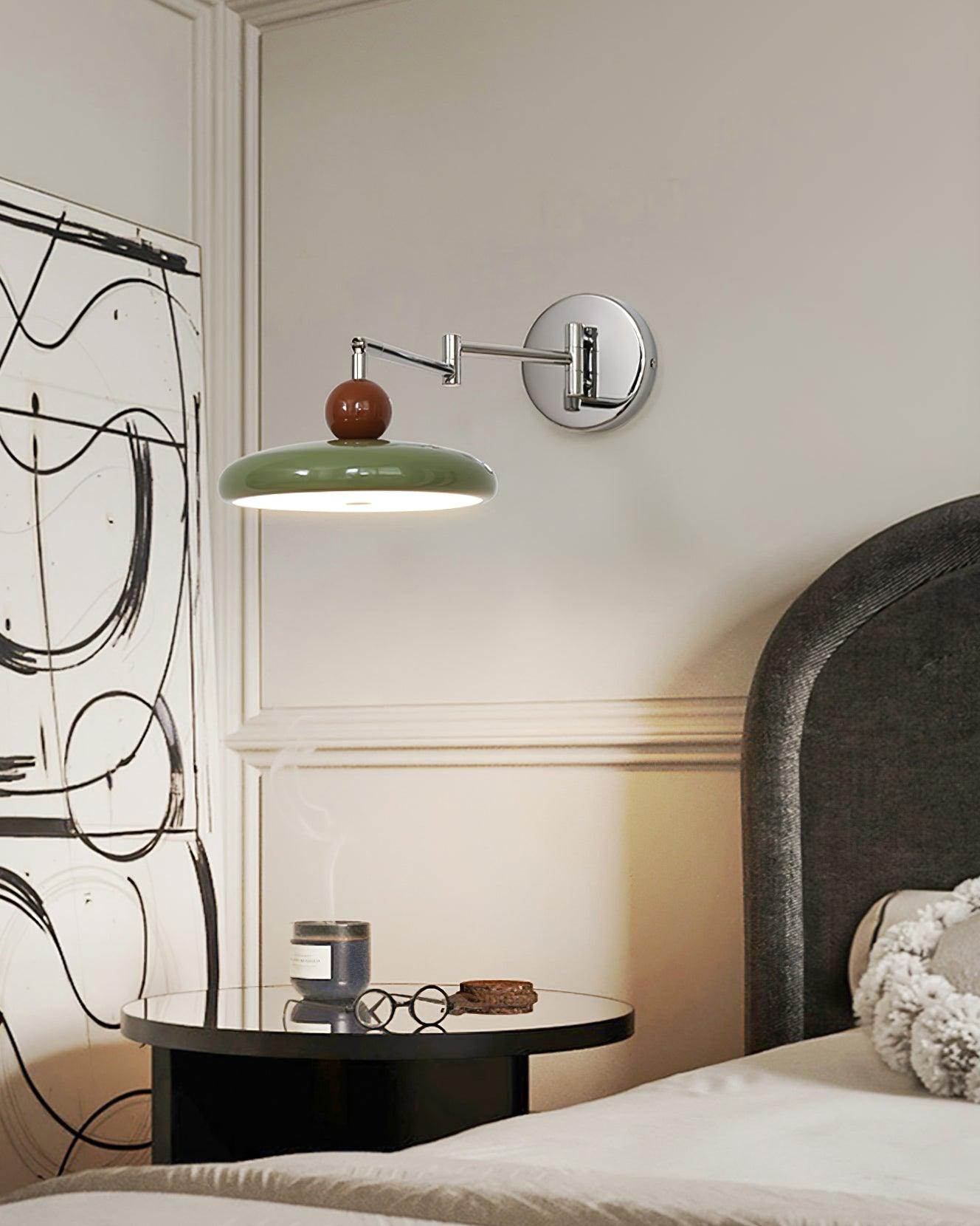 Cream Style Adjustable Swing Arm Disc Reading Wall Lamp K460