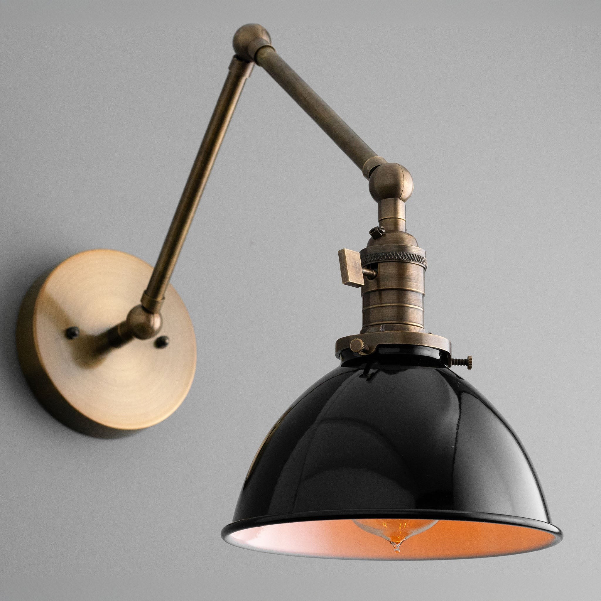 Conique Metal Vintage Industrial Swing Arm Wall Lamp - Adjustable Dome Shade for Study K1467