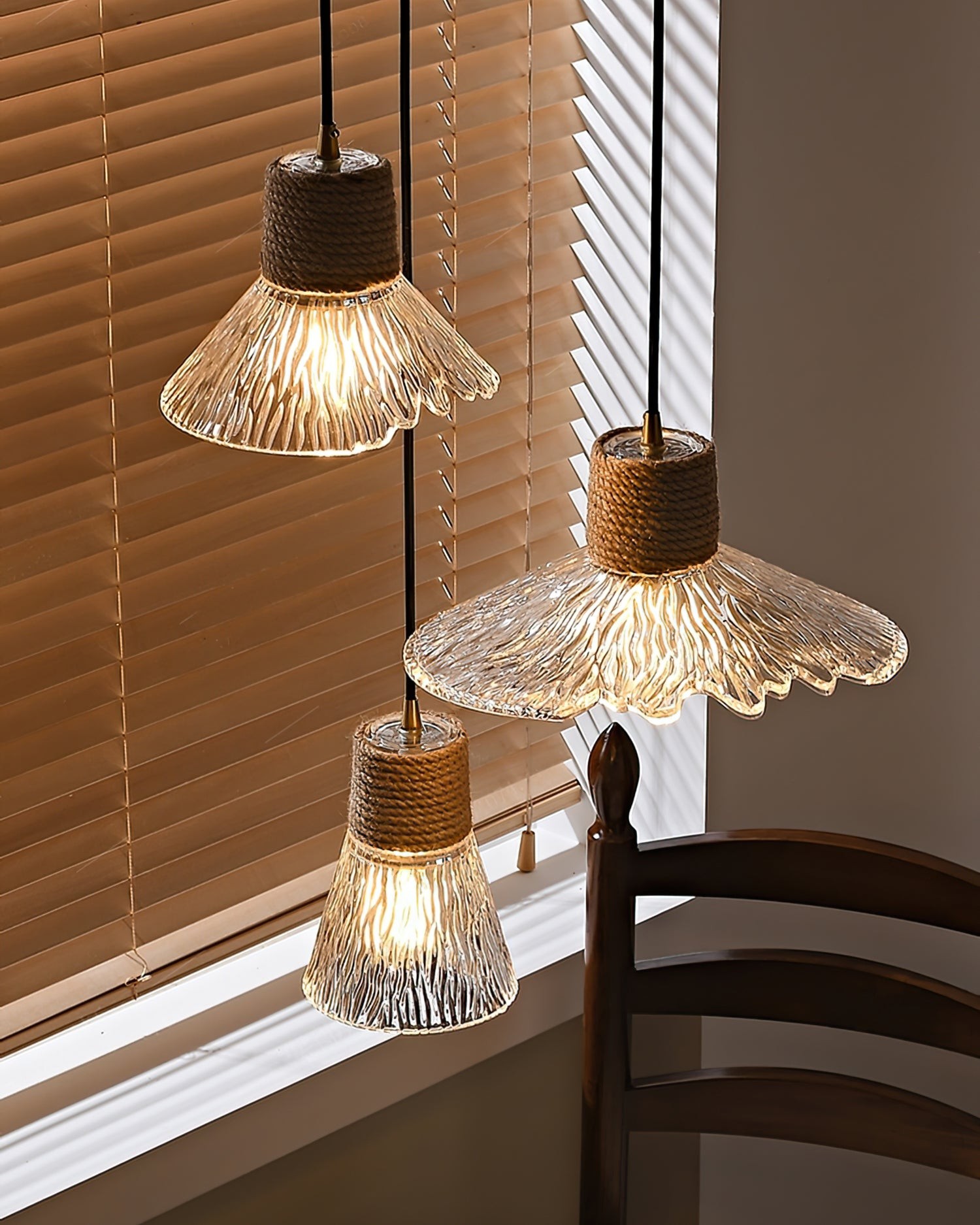 Hemp Rope Glass Pendant Lamp K1031